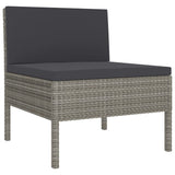 11 Piece Patio Lounge Set with Cushions Poly Rattan Gray