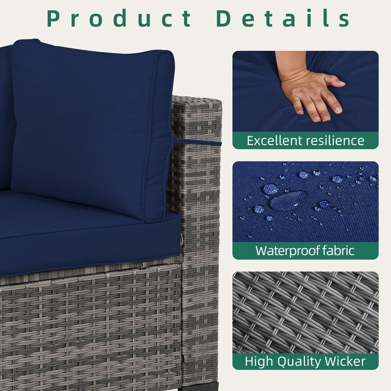 11-Piece Wicker Patio Conversation Set Outdoor Sofa Set with Cushions