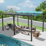 11 X 16 FT Outdoor Living Outdoor Retractable Pergola with Weather-Resistant Canopy Aluminum Garden Pergola Patio Grill Gazebo