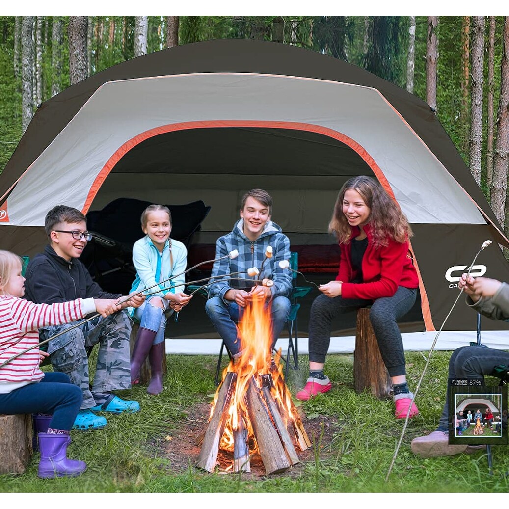 11 ft. x 7 ft. 6 Person Camping Tent with Mesh Windows, Carry Bag and Rainfly