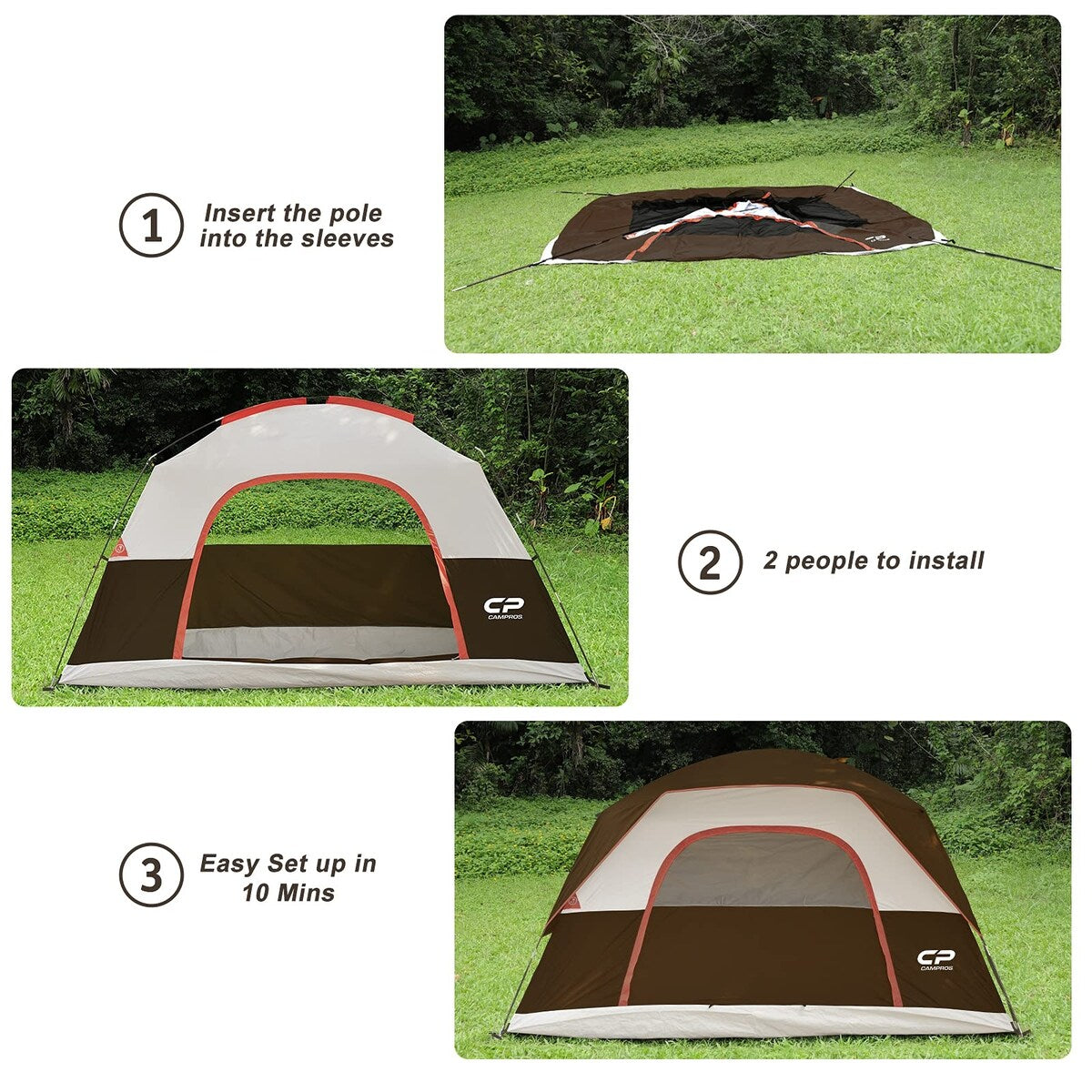11 ft. x 7 ft. 6 Person Camping Tent with Mesh Windows, Carry Bag and Rainfly