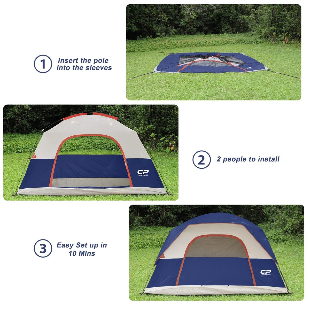11 ft. x 7 ft. 6 Person Camping Tent with Mesh Windows, Carry Bag and Rainfly