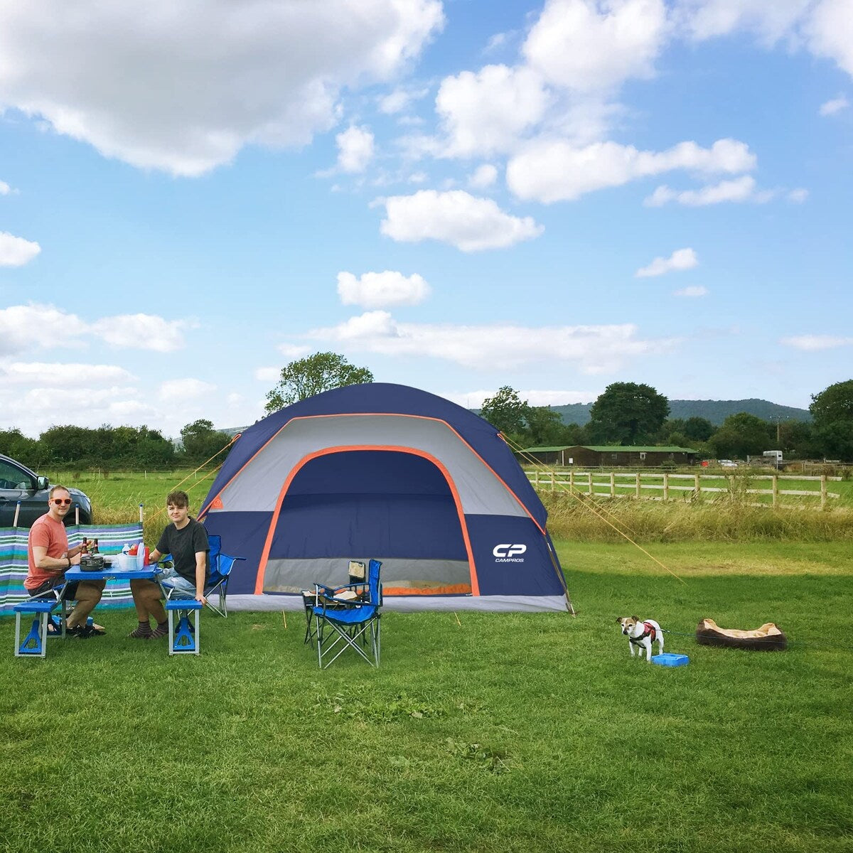 11 ft. x 7 ft. 6 Person Camping Tent with Mesh Windows, Carry Bag and Rainfly