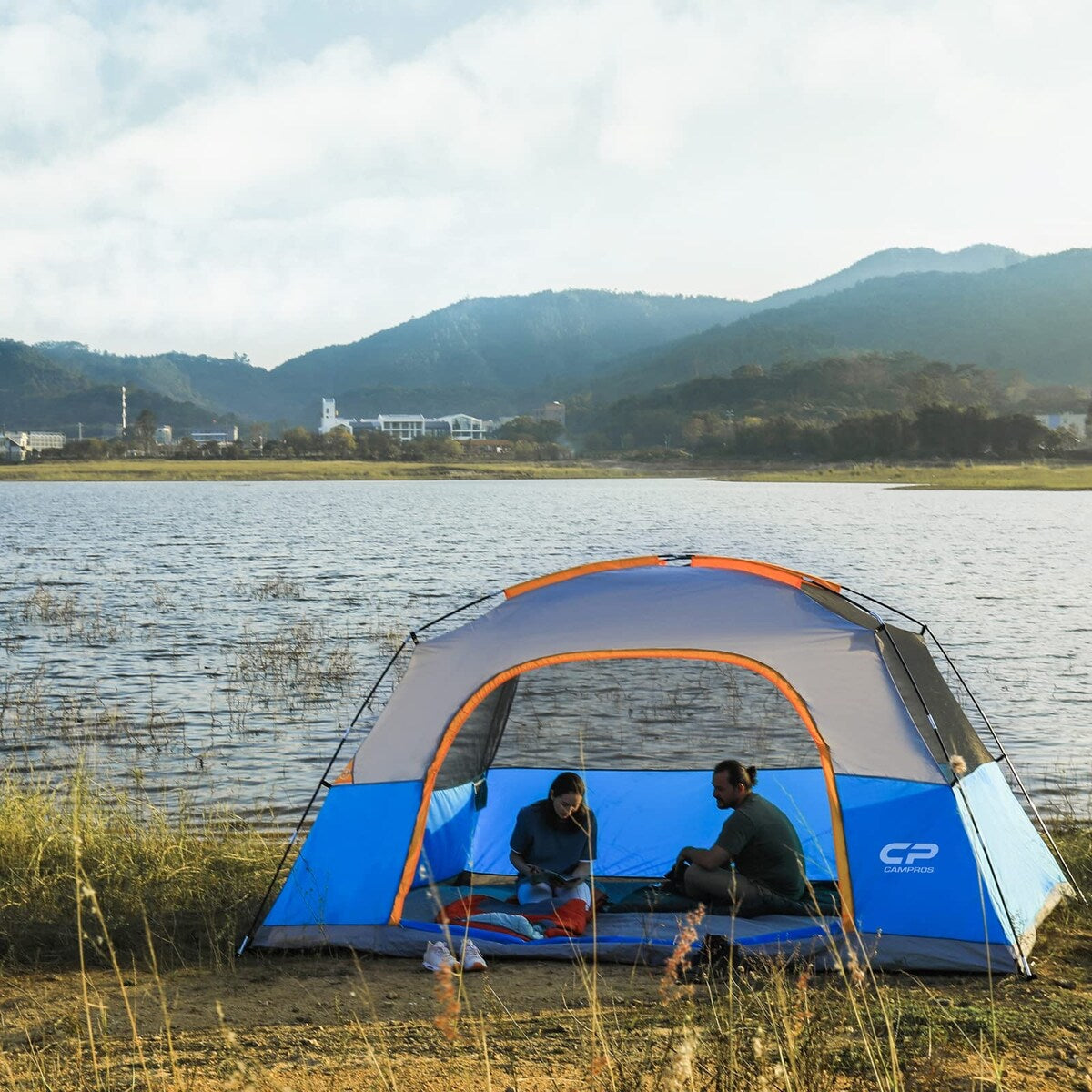 11 ft. x 7 ft. 6 Person Camping Tent with Mesh Windows, Carry Bag and Rainfly