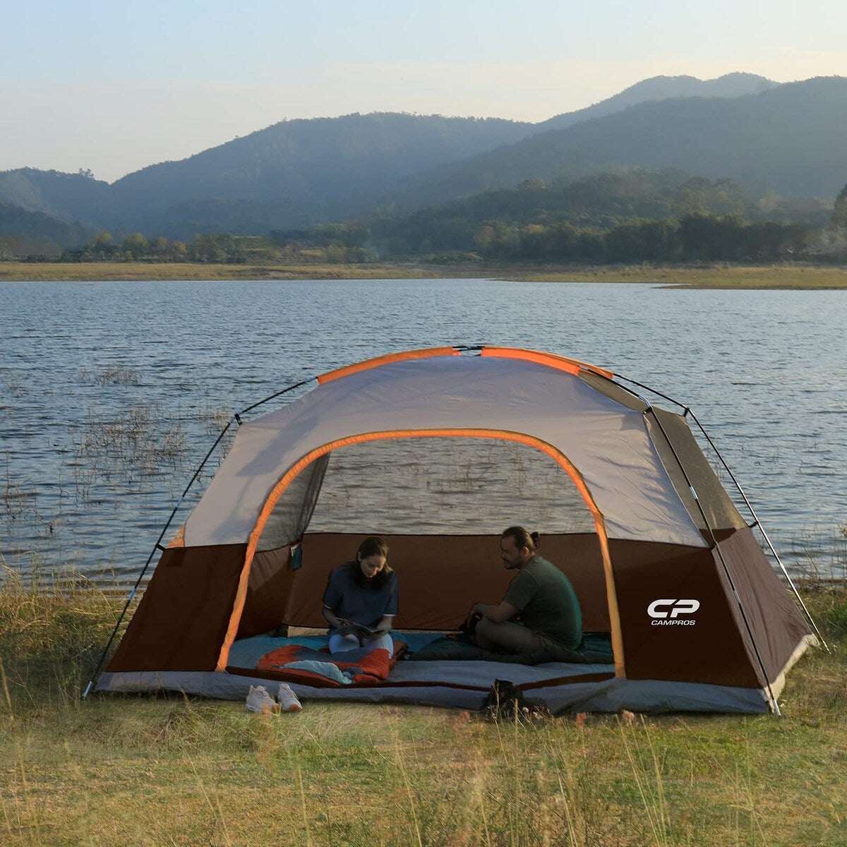11 ft. x 7 ft. 6 Person Camping Tent with Mesh Windows, Carry Bag and Rainfly
