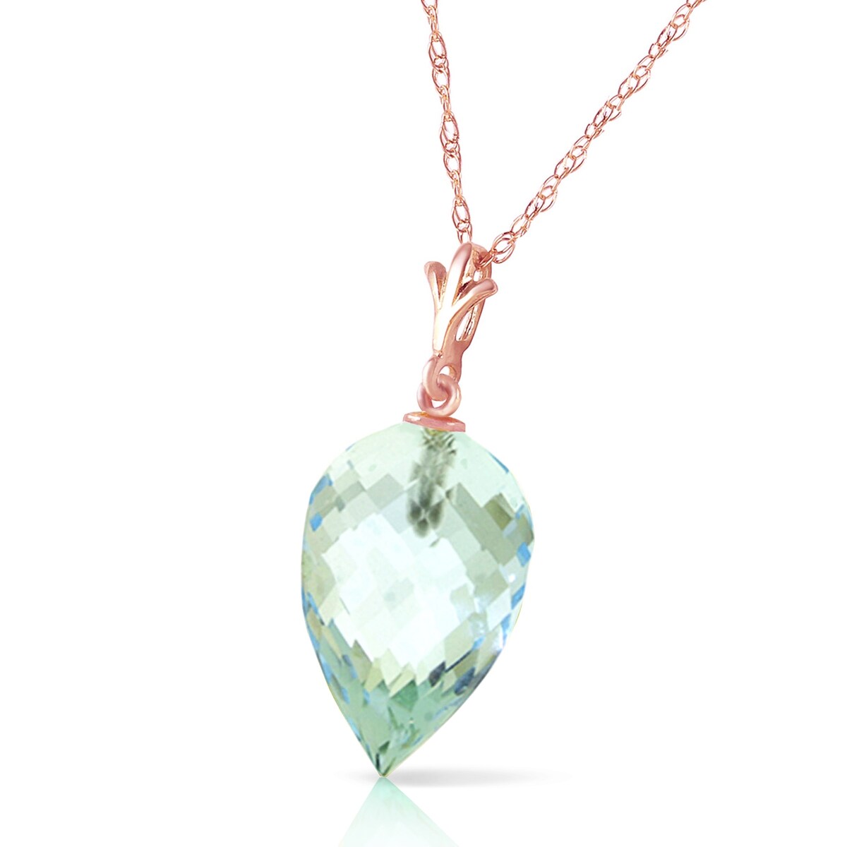 11.25 Carat 14K Solid Gold Necklace Pointy Briolette Drop Blue Topaz