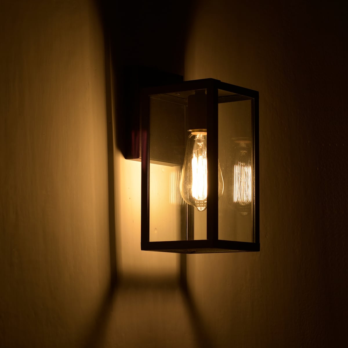 11.25"H Glass Outdoor Wall Lantern with Dusk to Dawn Sensor - 5"x6.25"x11.25"