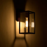 11.25"H Glass Outdoor Wall Lantern with Dusk to Dawn Sensor - 5"x6.25"x11.25"