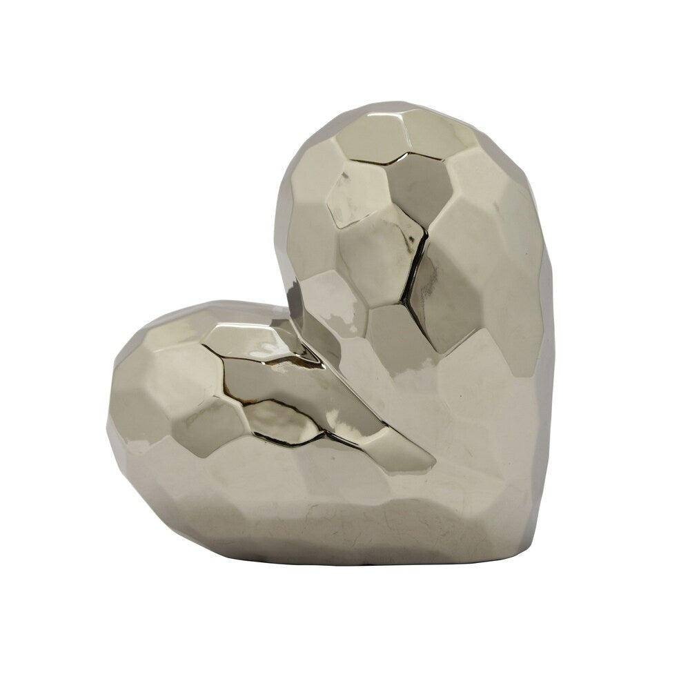 11.5 " Ceramic Heart Tabletop in Silver