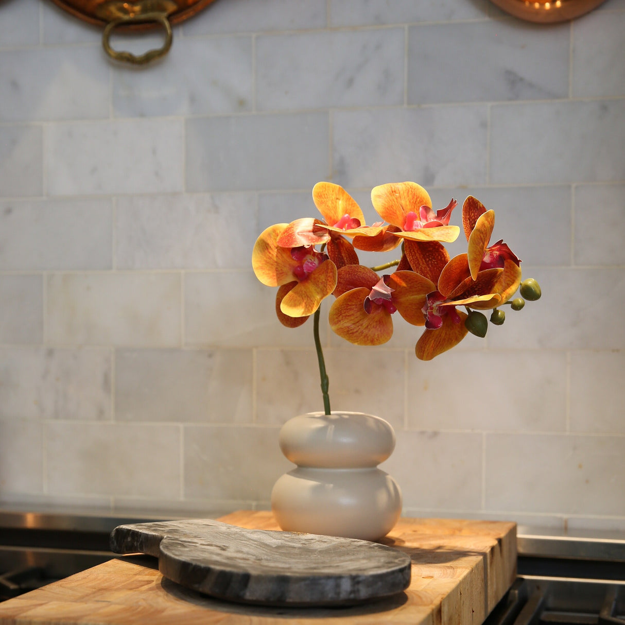 11.5" Artificial Real Touch Phalaenopsis Orchid Arrangement with Vase