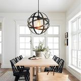 11.8 Inch Matte Black 1-Light Single Pendant Round Iron Ceiling Light Without bulbs - round modern
