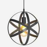 11.8 Inch Matte Black 1-Light Single Pendant Round Iron Ceiling Light Without bulbs - round modern