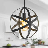 11.8 Inch Matte Black 1-Light Single Pendant Round Iron Ceiling Light Without bulbs - round modern