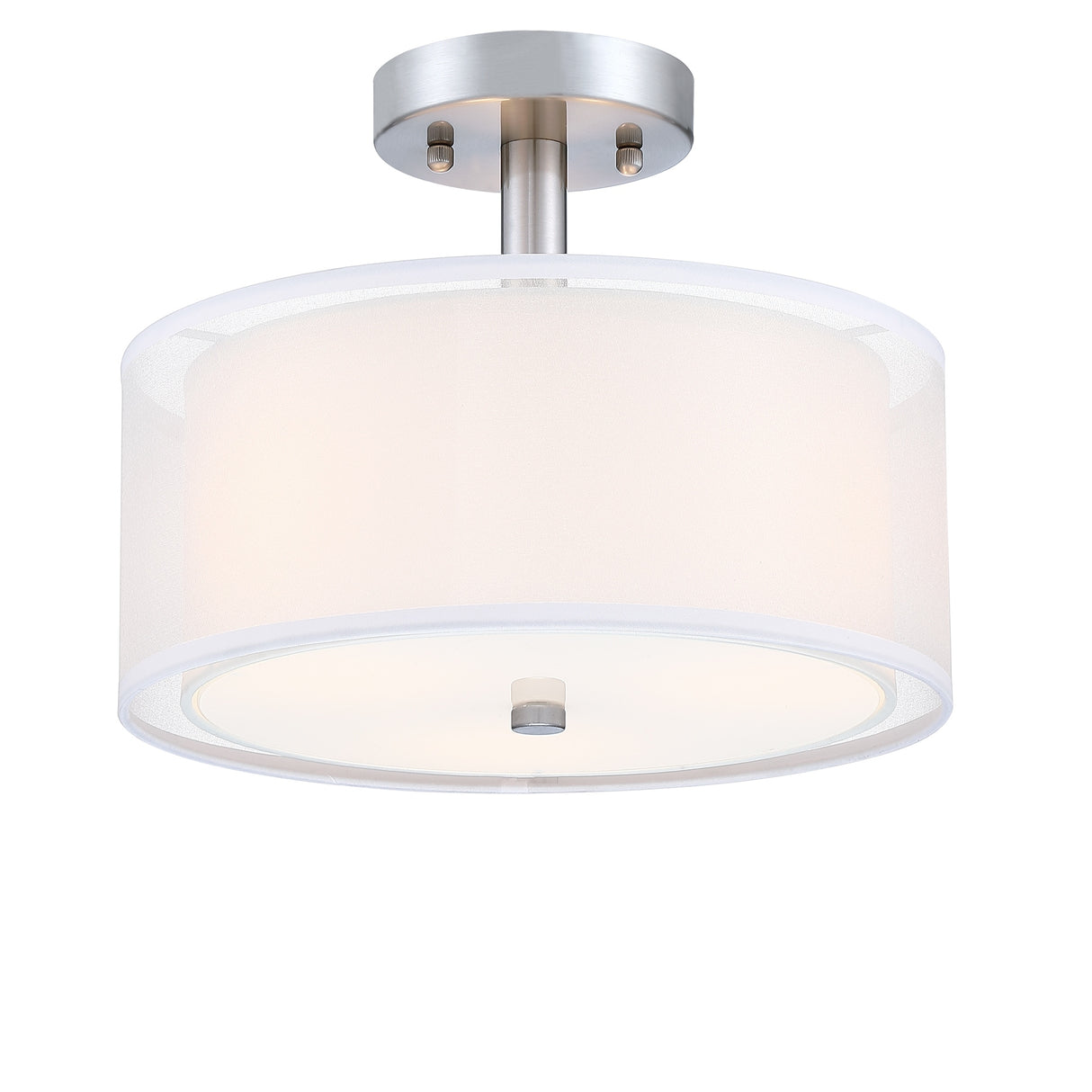 11.93 in 3-Light Modern Semi Flush Mount Ceiling Light Fixture with Fabric Shade for Bedroom, Living Room, Kitchen, Hallway,E26