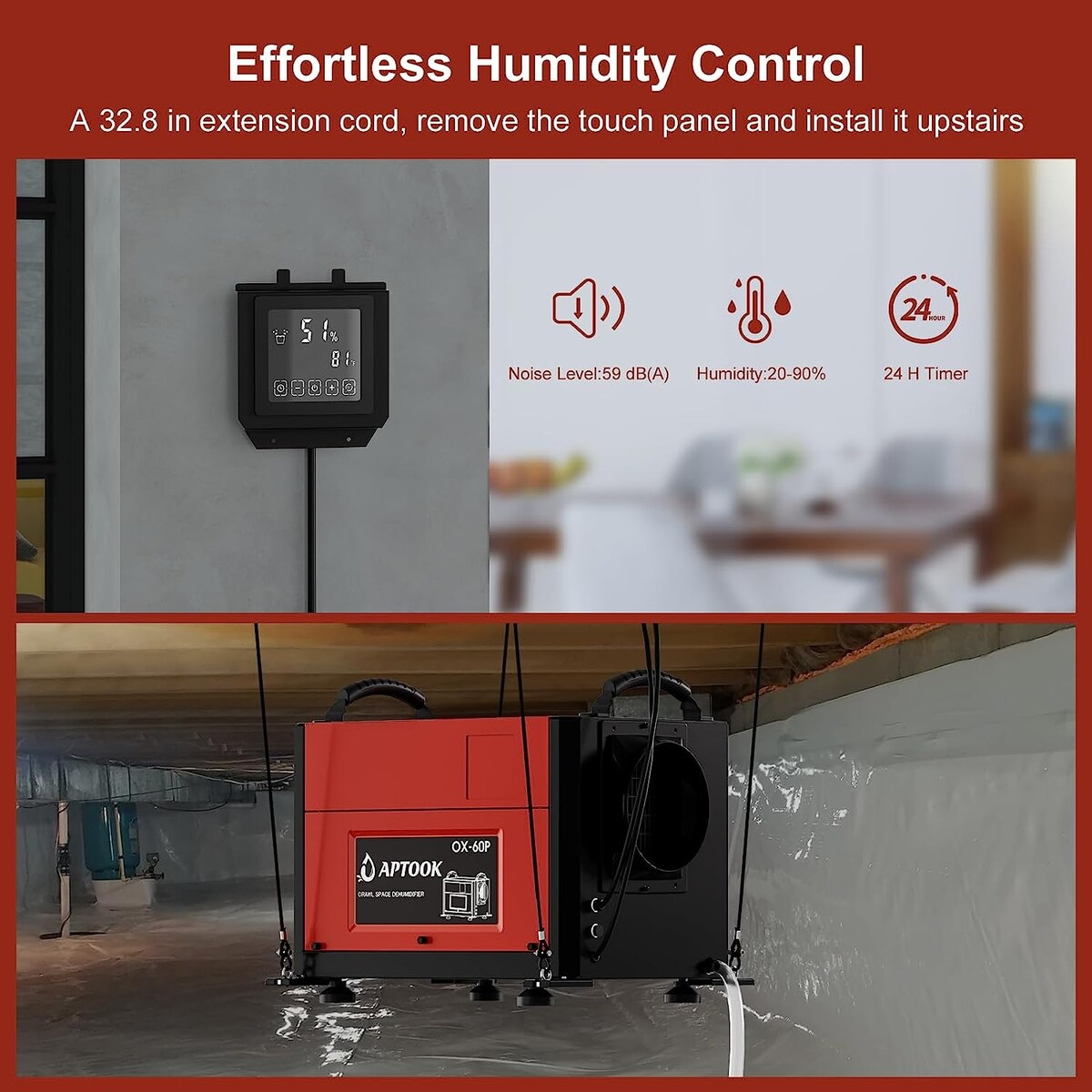 110 Pint Crawl Space Commercial Dehumidifier with 24 H Timer