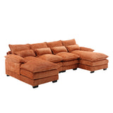 110.63" Sectional Sofa Cloud Couch for Living Room, Modern Chenille U-Shaped Couch Sleep Chaise