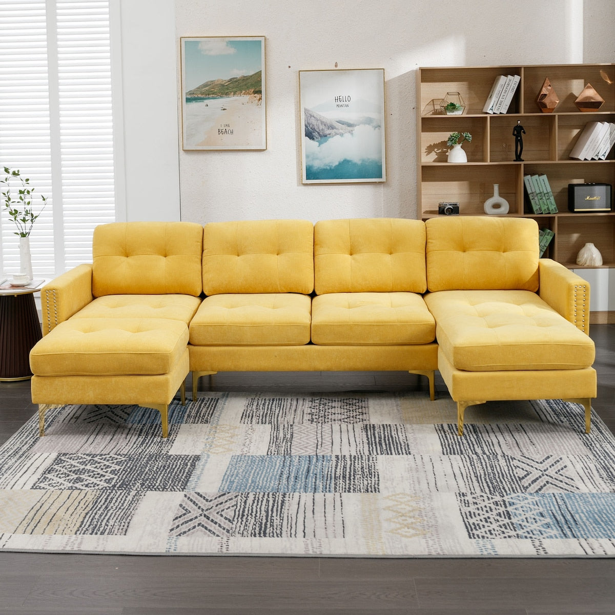 110" L-Shape Convertible Sectional Sofa Couch with Movable Ottoman for Living Room, Apartment, Office