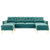110" L-Shape Convertible Sectional Sofa Couch with Movable Ottoman for Living Room, Apartment, Office