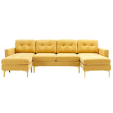 110" L-Shape Convertible Sectional Sofa Couch with Movable Ottoman for Living Room, Apartment, Office
