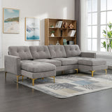 110" L-Shape Convertible Sectional Sofa Couch with Movable Ottoman for Living Room, Apartment, Office