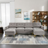 110" L-Shape Convertible Sectional Sofa Couch with Movable Ottoman for Living Room, Apartment, Office