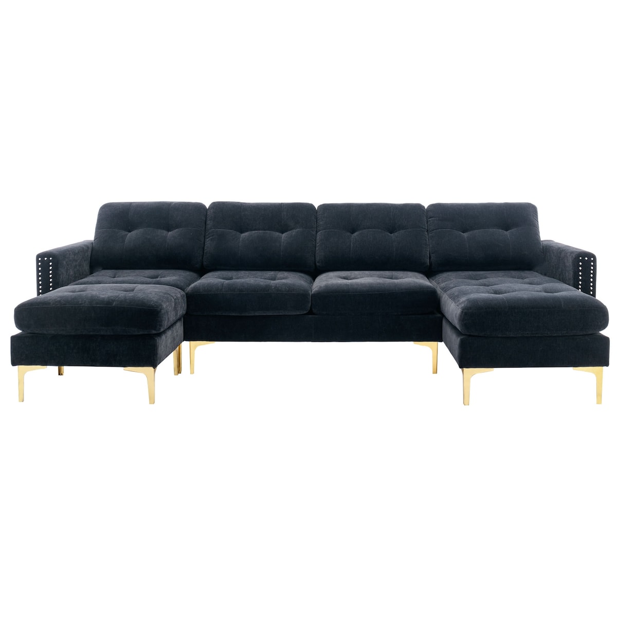 110" L-Shape Convertible Sectional Sofa Couch with Movable Ottoman for Living Room, Apartment, Office