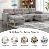 110" L-Shape Convertible Sectional Sofa Couch with Movable Ottoman for Living Room, Apartment, Office