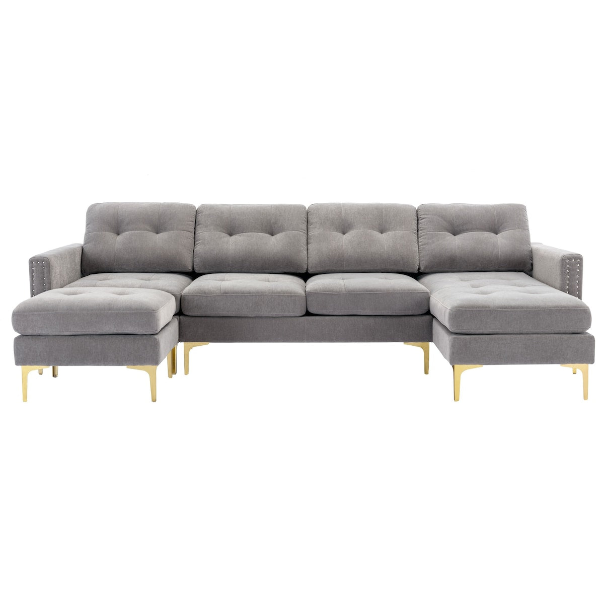 110" L-Shape Convertible Sectional Sofa Couch with Movable Ottoman for Living Room, Apartment, Office
