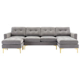 110" L-Shape Convertible Sectional Sofa Couch with Movable Ottoman for Living Room, Apartment, Office