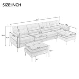 110" L-Shape Convertible Sectional Sofa Couch with Movable Ottoman for Living Room, Apartment, Office