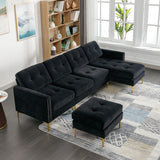 110" L-Shape Convertible Sectional Sofa Couch with Movable Ottoman for Living Room, Apartment, Office