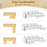 110" L-Shape Convertible Sectional Sofa Couch with Movable Ottoman for Living Room, Apartment, Office