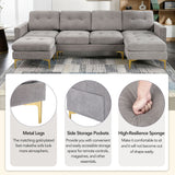 110" L-Shape Convertible Sectional Sofa Couch with Movable Ottoman for Living Room, Apartment, Office