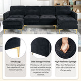 110" L-Shape Convertible Sectional Sofa Couch with Movable Ottoman for Living Room, Apartment, Office