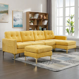 110" L-Shape Convertible Sectional Sofa Couch with Movable Ottoman for Living Room, Apartment, Office