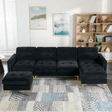 110" L-Shape Convertible Sectional Sofa Couch with Movable Ottoman for Living Room, Apartment, Office