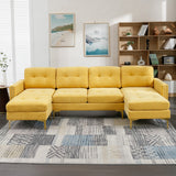 110" L-Shape Convertible Sectional Sofa Couch with Ottoman and Chaise