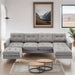 110" Simplicity L-Shaped Convertible Sectional Sofa Couch With Movable Ottoman,Convenient Storage Pockets For More Scenes