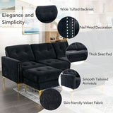 110" Simplicity L-Shaped Convertible Sectional Sofa Couch With Movable Ottoman,Convenient Storage Pockets For More Scenes