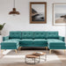 110" Simplicity L-Shaped Convertible Sectional Sofa Couch With Movable Ottoman,Convenient Storage Pockets For More Scenes