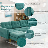 110" Simplicity L-Shaped Convertible Sectional Sofa Couch With Movable Ottoman,Convenient Storage Pockets For More Scenes