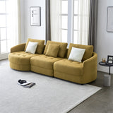 113" Modern Teddy Fabric L-shape Left Couch with Support Pillow