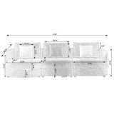 113" Modern Teddy Fabric L-shape Left Couch with Support Pillow