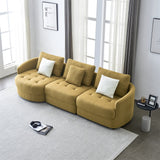 113" Modern Teddy Fabric L-shape Left Couch with Support Pillow
