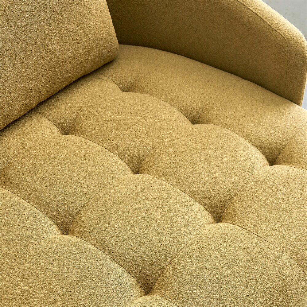 113" Modern Teddy Fabric L-shape Left Couch with Support Pillow