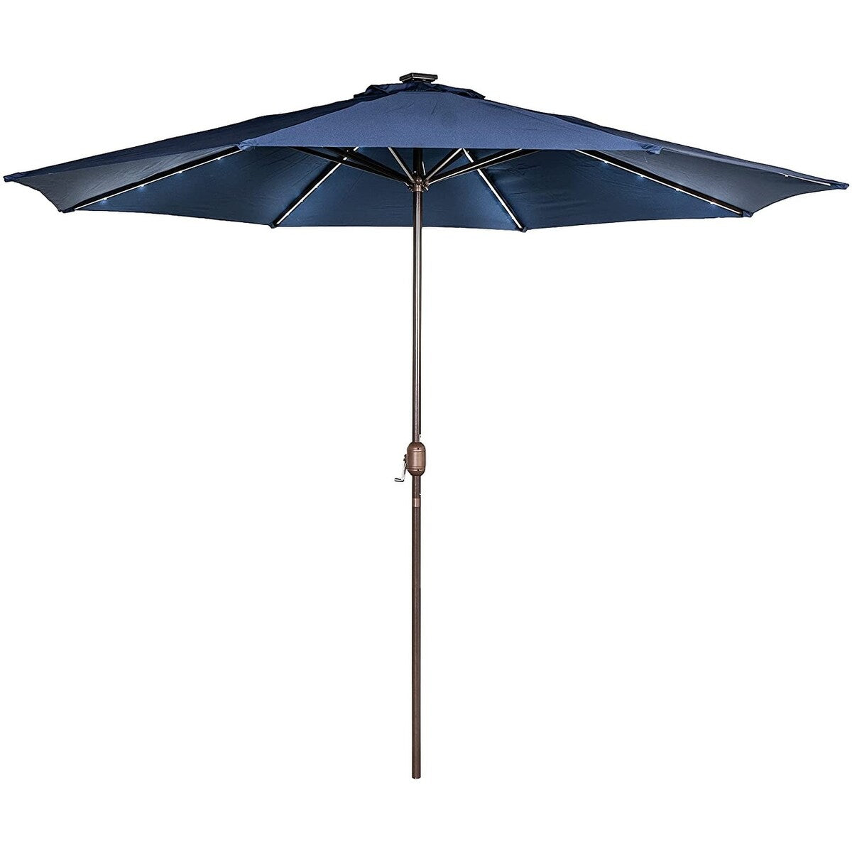 11FT 40 LED Lights Umbrella with Crank,Garden Pool Solar Powered Parasol,No Tilt
