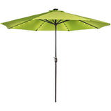 11FT 40 LED Lights Umbrella with Crank,Garden Pool Solar Powered Parasol,No Tilt