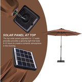 11FT 40 LED Lights Umbrella with Crank,Garden Pool Solar Powered Parasol,No Tilt