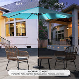 11FT 40 LED Lights Umbrella with Crank,Garden Pool Solar Powered Parasol,No Tilt