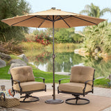 11FT 40 LED Lights Umbrella with Crank,Garden Pool Solar Powered Parasol,No Tilt